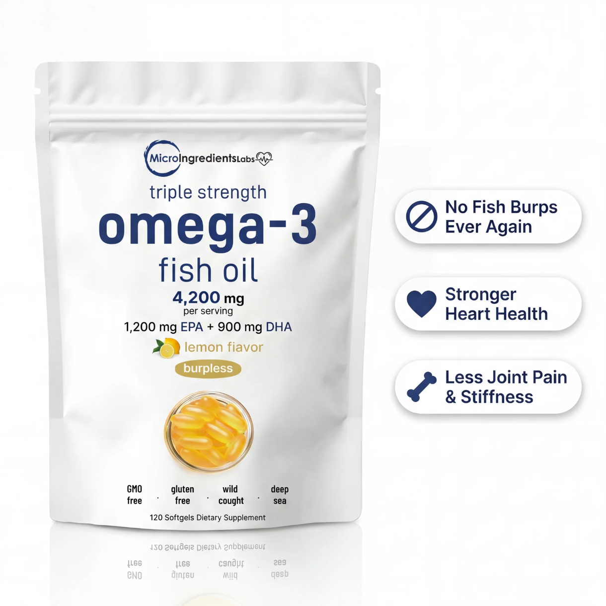 4200mg Per Serving Omega 3 Fish Oil Softgels
